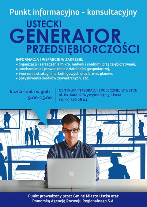 Ulotka Punktu informacyjno-konsultacyjnego Ustecki Generator Przedsiębiorczości